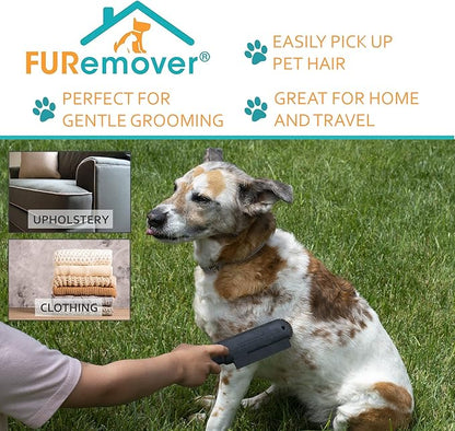 FURemover Plus Pet Hair Rubber Brush with Squeegee, Easily Remove Fur & Lint from Clothing, Carpets & Furniture, Gently Groom Dogs and Cats Wet or Dry, Black, (Pack of 12)