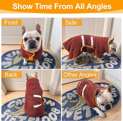 Dog Bathrobe Super Absorbent Dog Towels Large Quick Drying Robes for After Bath Soft Adjustable Warm Keeping Dogs Towel(S-XXL)