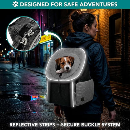 PetAmi Dog Front Carrier Backpack, Ventilated Adjustable Dog Pet Cat Chest Carrier Backpack, Dog Carrier for Hiking Camping Travel, Small Dog Puppy Medium Cat Carrying Bag, Max 14 lbs, Grey