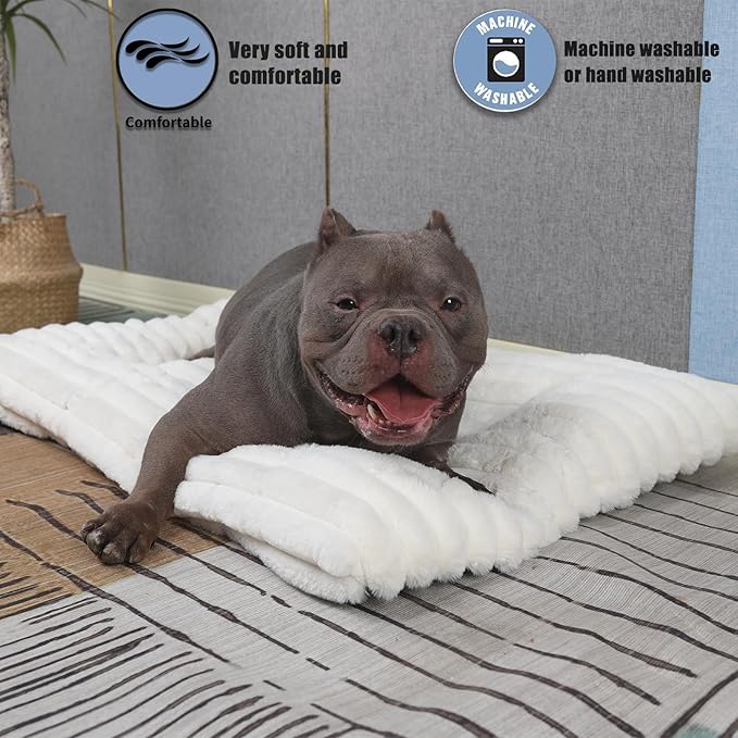 36 Inch Dog Crate Bed for Medium to Large Size Dogs,Ultra Soft Dog Pad for Crate or Cage Washable & Anti-Slip Kennel Pad for Pets Cozy Sleeping Mat,Fluffy Comfy Pet Mattress Cushion(35" x 23", Cream)
