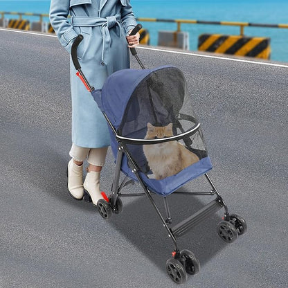 Pet Gear Travel Lite Plus Stroller,Compact Portable Jogger All Terrain Travel Pet Gear, Foldable Lightweight Durable Pet Stroller for Small To Medium Pets Dogs And Cats up to 15 pounds (Bule)