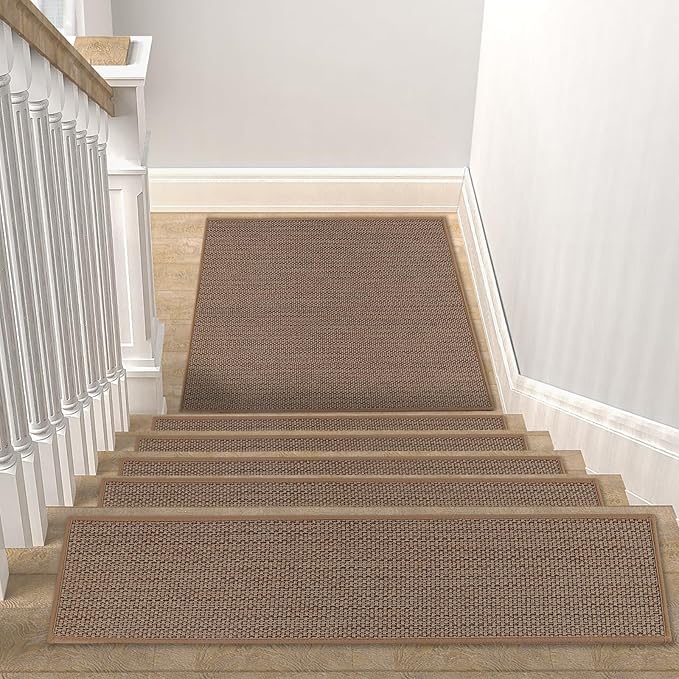 Stair Treads Matching-Mat for Wooden Steps, Non Slip Stair Landing Mat with Self-Adhesive Stair Treads for Kids Elders and Pets(1Pcs, Brown, 31" * 31")