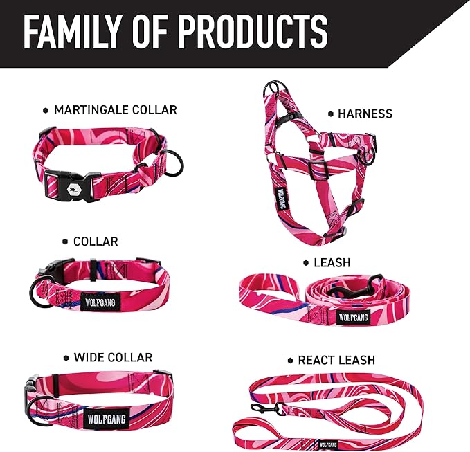 Wolfgang Heavy Duty, Adjustable Dog Collar with Quick Release Nylon Buckle for Walking & Training, MarbleSwirl Print, Medium