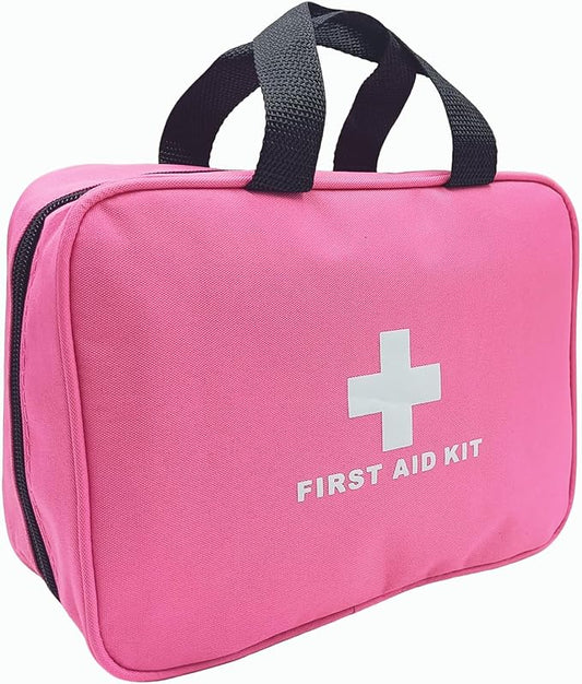 First Aid Bag Empty Emergency Medical Pouch First Responder Storage Compact Survival Medicine Bags for Sport Outdoors Car Office Pet Dog Cat (Pink BB)