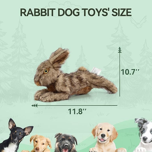 ALL FOR PAWS Rabbit Squeaky Doy Toy, Bunny Dog Toy for Medium Large Breed, Puppy Fetch Toy with Squeaker, Plush Chew Dog Toy, Classic Brown Rabbit-L
