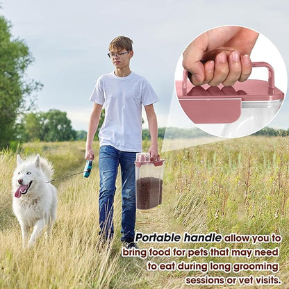 TBMax Portable Dog Food Storage Container 5 to 7 Lbs, Airtight Cat Food Container with Large Spout & Cup, Pet Food Storage Dispenser for Small Animal Kibble Storage, Dog Treat Bird Seed Container