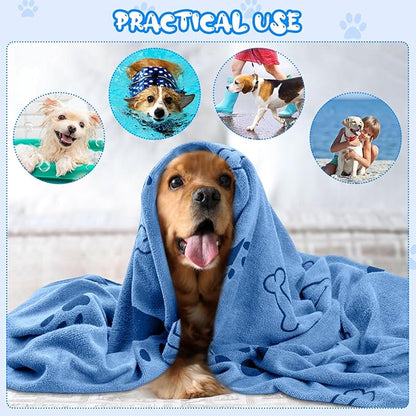 Tatuo 22 Pcs Dog Towels for Drying 20 x 40 Inch Pet Bath Towels Absorbent Microfiber Towel Quick Drying Puppy Bathing Supplies for Small Medium Large Dog Puppy Cat(Blue,Bone Pattern)