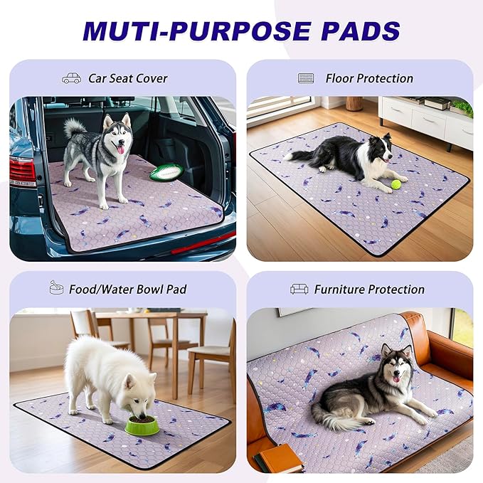 Washable Pee Pads for Dogs, 2 Pack Reusable Puppy Pads, Super Absorbent & Leakproof Dog Pads, Anti-Slip Dog Pee Pads for Puppy Training & Incontinence, Leaf Pattern 34"x63"