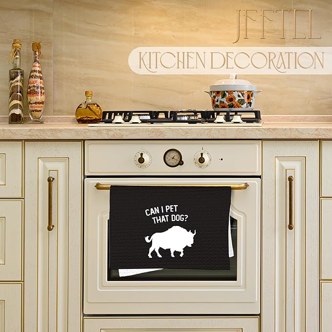 Funny Cow Kitchen Towels, Gifts for Cow Lovers, Animal Lover Gifts Dish Tea Towels for Kitchen Decor, Can I Pet That Dog Decorative Hand Towel for Bathroom, 16x24 Inch