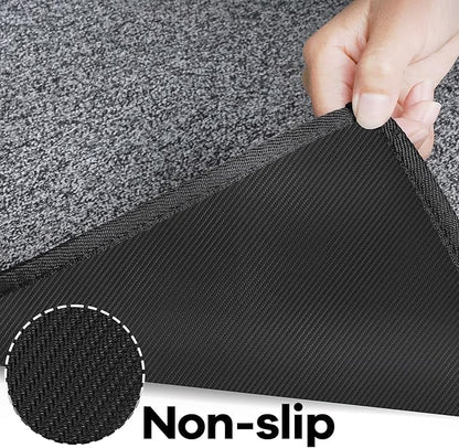 Kitchen Mat Set of 2 PCS, Cushioned Non Slip Rugs for Kitchen Floor, Absorbent Runner Comfort Standing Mats Washable for Kitchen, Office, Home (Black-Velvet, 17.3"x47"+17.3"x30")
