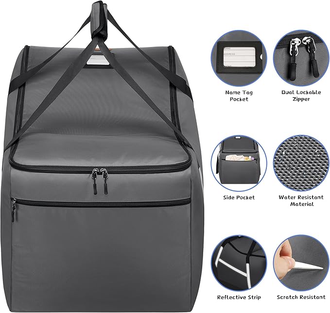 Infant Car Seat Travel Bag for Airplane Compatible with All Nuna Pipa Car Seat and Base,Chicco KeyFit 30 and Base, Padded Car Seat Bags for Air Travel,Car Seat Gate Check Bag with Side Pocket, Gray