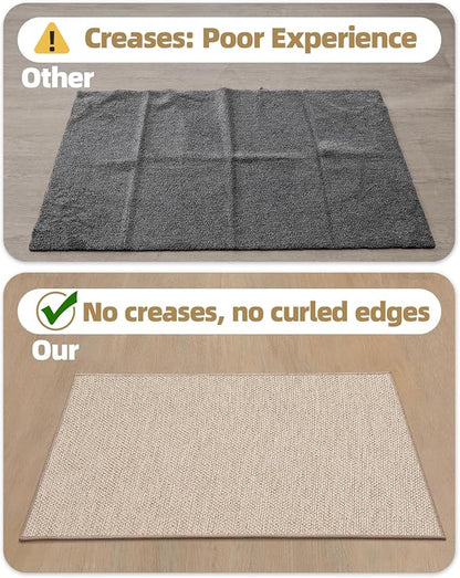 Color&Geometry Ultra-Thin Indoor Door Mat, 48"x72" Low-Profile Non-Slip Entryway Rug with Modern Geometric Texture, Washable Doormat for Indoor Entrance, Front Door, Khaki (Rolled-up NO Creases)