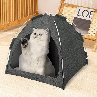 Cat Tent, Cat Houses for Indoor Cats, Quick Assembly and Disassembly, Portable Pet Tent, for Cats, Small Dogs and Other Small Animals (Blue Grey)