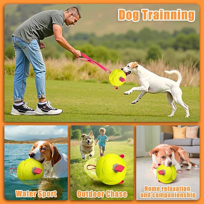 6 Inch Dog Ball Toys Interactive Soccer Ball with Straps for Tug of War Water Pet Toys Gifts for Puppy Birthday Indoor Outdoor for Fetch for Large Medium Dogs