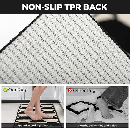 GRANNY SAYS Kitchen Mats for Floor, Kitchen Rugs Non Slip Washable, Runner Rugs for Kitchen Floor, 47" x 17.7", Stain Resistant Comfort Standing Mat Made of 100% Polypropylene, Black