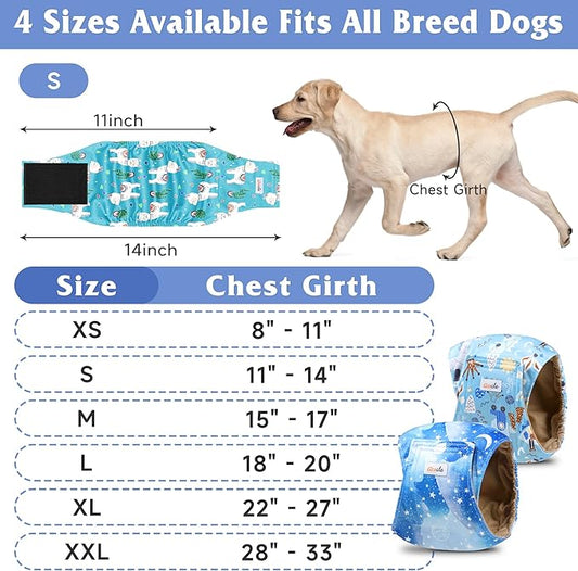 5 Pack Dog Diapers Male Reusable, Premium Belly Bands for Male Dogs, High Absorbing Dog Pee Wraps for Doggie in Incontinence or Excitable Urination and Training Galaxy XXL