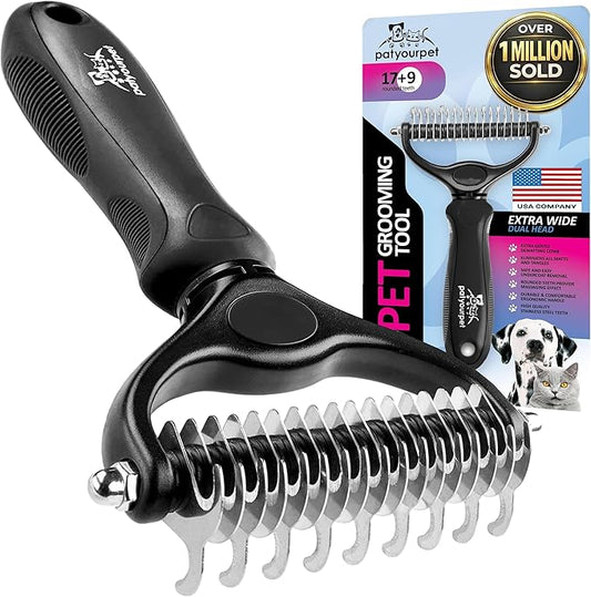 Pat Your Pet Deshedding Dog Brush For Shedding – Cat Brushes For Indoor Cats, Double-Sided Cat Brush Deshedding & Grooming Tool For Long Haired And Short Haired Dogs, Skin-Friendly