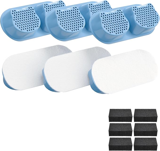6-Pack Replacement Filters for Cat Water Fountain, Compatible with 2.2L Automatic Stainless Steel Fountain Featuring Cat-Shaped Water Window, 3-Stage Cartridges