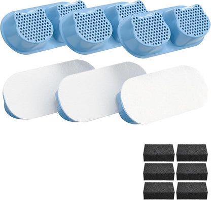 6-Pack Replacement Filters for Cat Water Fountain, Compatible with 2.2L Automatic Stainless Steel Fountain Featuring Cat-Shaped Water Window, 3-Stage Cartridges
