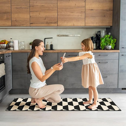 GRANNY SAYS Kitchen Mats for Floor, Kitchen Rugs Non Slip Washable, Runner Rugs for Kitchen Floor, 59" x 17.7", Stain Resistant Comfort Standing Mat Made of 100% Polypropylene, Black