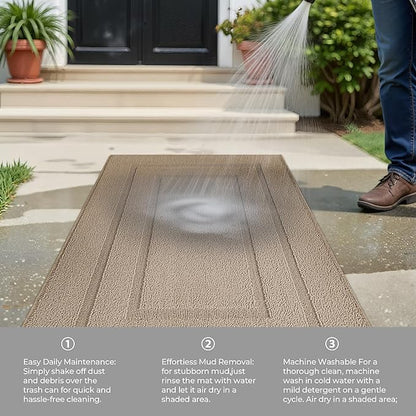 GRANNY SAYS Kitchen Mats for Floor Resist Dirt Kitchen Rugs Non Slip Washable, Large Rug Runner for Sink Laundry Thick Durable Polypropylene Comfort Standing, 59" x 19.7", Khaki