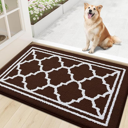 Buganda Indoor Door Mat, Dirt-Resistant and Absorbent Doormat, Anti-Slip, Low Profile Floor Mats for Inside Entryway, Front, and Back Door Entrance (30x17 Inches, Dark Brown)