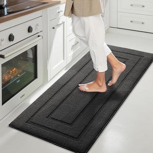 GRANNY SAYS Kitchen Mats for Floor Resist Dirt Kitchen Rugs Non Slip Washable, Long Rug Runner for Sink Laundry Thick Durable Polypropylene Comfort Standing, 47" x 20", Charcoal Grey