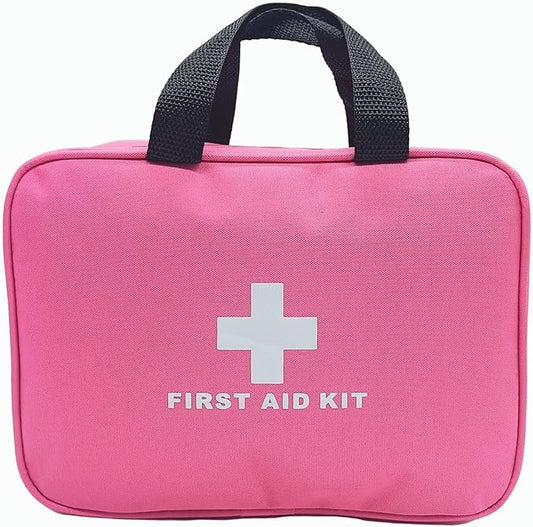 First Aid Bag Empty Emergency Medical Pouch First Responder Storage Compact Survival Medicine Bags for Sport Outdoors Car Office Pet Dog Cat (Pink BB)