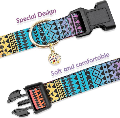 Faygarsle Bohemian Geometric Pattern Dog Collar for Small Medium Large Boys Girls Dogs M