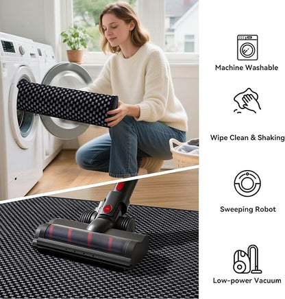 2x6 ft Kitchen Runner Rug Mat Non Slip Boho Woven Hallway Runner Washable, Soft Long Entryway Laundry Hall Floor Runners Rugs Carpet for Indoor Backdoor Bedroom Kitchen Living Room, Black