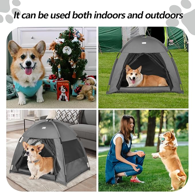 Cat Tent Outdoor/Indoor, Cat and Dog Waterproof Tent House, Outdoor Dog Bed Washable, Indoor/Outdoor Cave Nest Bed Small Dog Tent for Cat, Bunny and Small Animal (Gray, L)