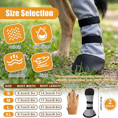 2 Pcs Dog Paw Wound Recovery Boots Non-Slip Dog Protector Boots for Injured Paw Breathable Soft Pet Shoes for Wound Care Outdoor Walking(S,Gray)