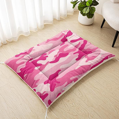 Dog Cat Bed Mat Ultra Soft Fluffy Pet Bed Washable Fashion Dog Crate Beds Comfy Comfy Pet Sleeping Pad Suitable for Pet Raised Bed(42"x32",Pink Camo)