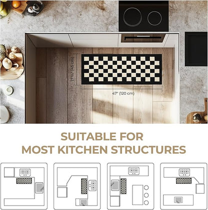GRANNY SAYS Kitchen Mats for Floor, Kitchen Rugs Non Slip Washable, Runner Rugs for Kitchen Floor, 47" x 17.7", Stain Resistant Comfort Standing Mat Made of 100% Polypropylene, Black