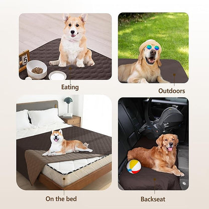 gogobunny 100% Double Sided Waterproof Dog Blanket Soft Pet Bed Cover Reversible Protect Furniture Couch Sofa Car for Puppy Large Dog Cat (Dark Coffee/Light Coffee, 68x82 Inch (Pack of 1))