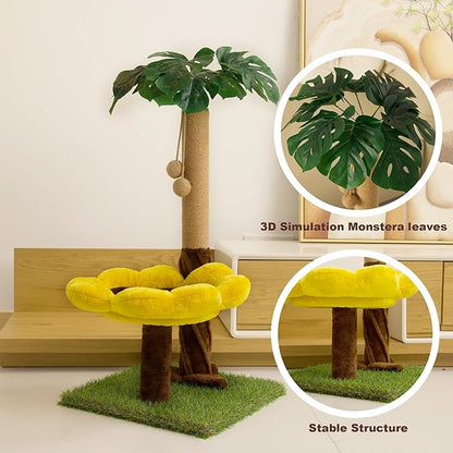 Cat Scratching Post, Cat Scratcher Kitten Scratch Post，Sisal Rope for Indoor Cats, Claw Scratcher for Indoor Cats and Kittens (Sunflower Cat Bed)