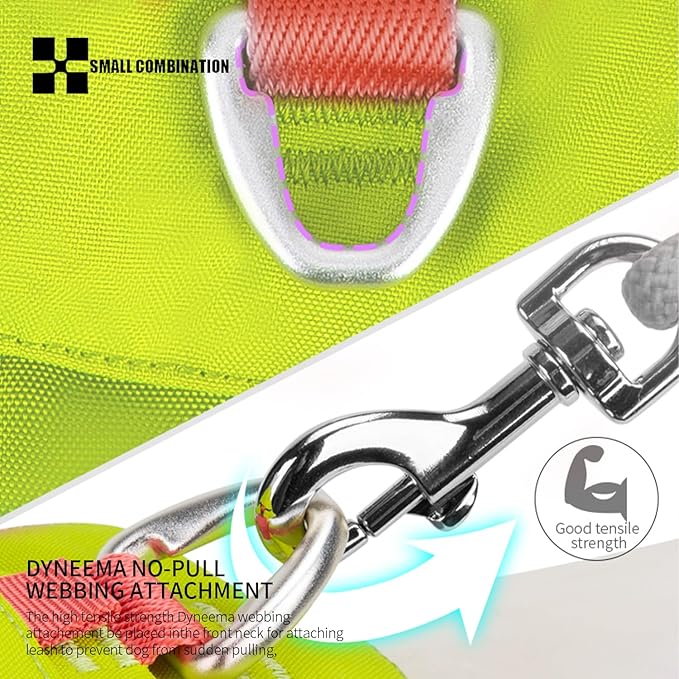 Lightweight Dog Harness, Large to Very Large Breeds, Adjustable Fit.Pet Harness with Pocket, Dog Training Harness for Outdoor Walking Running, Hiking (Lemon Yellow, L)