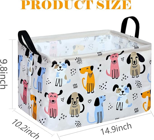 Rectangle Gift Storage Basket Home Shelf Storage Basket Organizer Box Clothes Laundry Hamper Nursery Basket Laundry Basket with Handles (Dog)