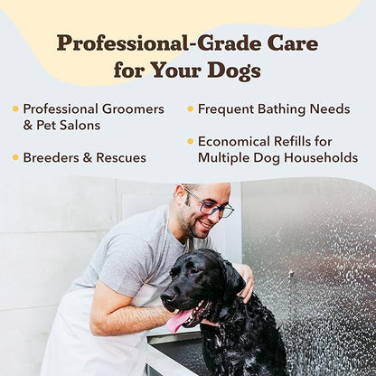 Natural Dog Company Sensitive Skin Dog Shampoo Gallon – 128 oz Oatmeal Hypoallergenic Formula with Aloe, Manuka Honey & Chamomile – Soothes Itchy, Dry, Flaky Skin – Groomer & Multi-Dog Household Size