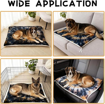 Dog Cat Bed Mat Ultra Soft Fluffy Pet Bed Washable Fashion Dog Crate Beds Comfy Comfy Pet Sleeping Pad Suitable for Pet Raised Bed(30"x26",Tie-Dye)