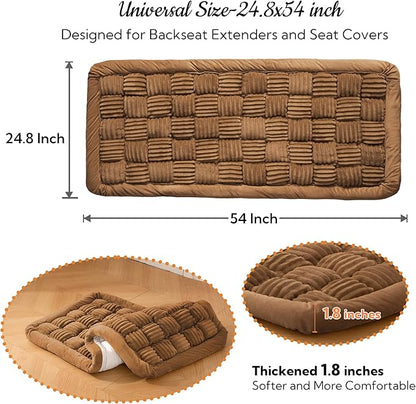 Soulbond Dog Bed for Car Back Seat Soft Plush Backseat Pet Bed Mat Non-Slip Travel Pet Mat, Fuzzy Plaid Dog Seat Cover, Fit for Backseat Extenders and Trucks SUVs (Dark Brown, 54" x 24.8")