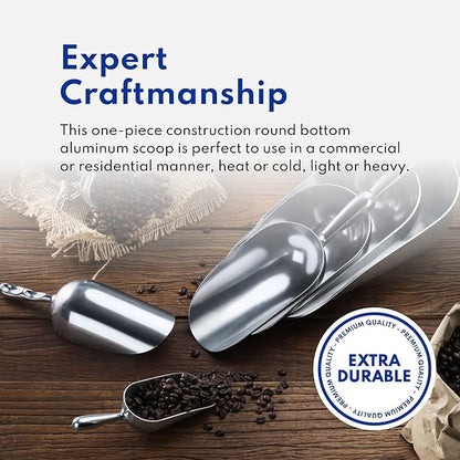 New Star Foodservice 34561 One-Piece Cast Aluminum Round Bottom Bar Ice Flour Utility Scoop, 38-Ounce, Silver (Hand Wash Only)