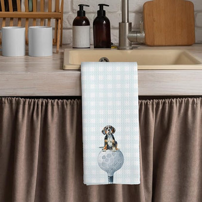 Golf Dog Kitchen Towels - Beagle Dish Towels, Sports Gifts, Pet Golf Club Decorative Absorbent Dishcloths Hand Towels for Gym Kitchen Spa Decor 16x24 Inches