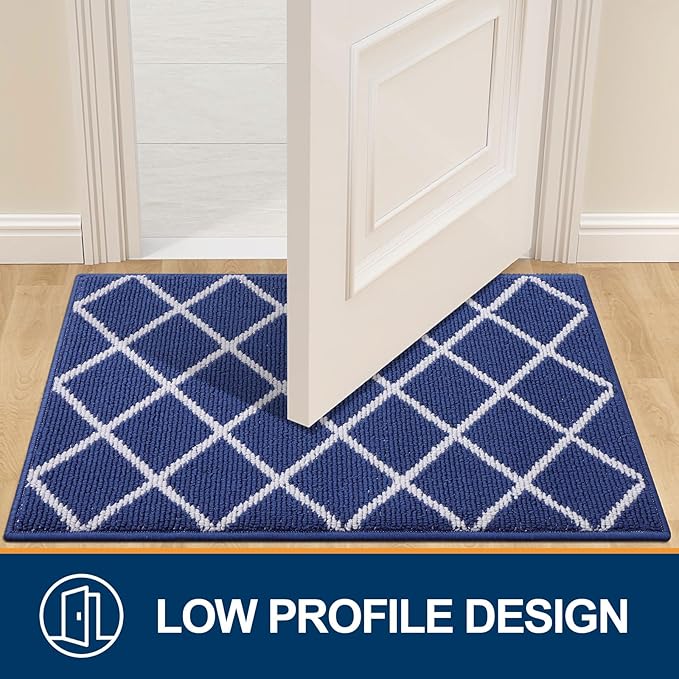 Finchitty Large Indoor Door Mat, Non-Slip Absorbent Resist Dirt Entrance Mat, Easy to Clean Mats for Entryway, Low-Profile Inside Floor Doormat, 59" x 35", Navy