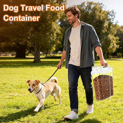 Dog Cat Food Storage Container, 5-7Lbs Pet Food Containers, Airtight Cat Food Container with Portable Handle & Measuring Cup, Small Animal Dry Food Dispenser for Dogs, Cats and Birds White