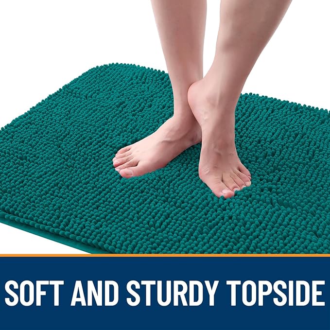 OLANLY Dog Door Mat for Muddy Paws 59x20, Absorbs Moisture and Dirt, Absorbent Non-Slip Washable Doormat, Quick Dry Chenille Mud Mat for Dogs, Entry Indoor Entryway Carpet for Inside Floor, Lake Blue