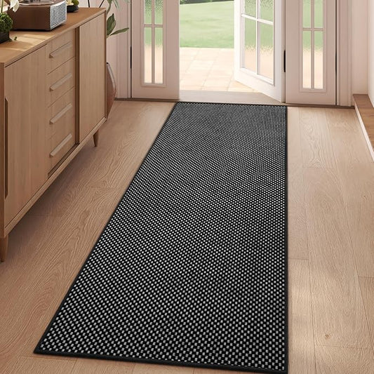 2x5 ft Hallway Runner Rug Boho Woven Washable Long Kitchen Runner Rugs Mat Non Slip, Soft Entryway Laundry Hall Runner Floor Carpet for Indoor Backdoor Bedroom Kitchen Living Room, Black