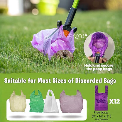 GoGo Stik, Catch-N-Go! Consumer Reports #1 Rated Ergonomic Scooper 2024,2026. Catch Poo on Walks. Alum Tele-Handle, Bag Pouch Dispenser, Wrist Strap. 10-Yr Wty.