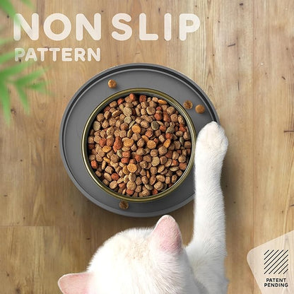 Dog Food Mat Round 10" - Raised Edges Dogs Mat for Food and Water Prevent Spill, Waterproof Cat Food Mats Protect Floors, Easy Clean Dog Bowl Mats for Food and Water, Silicone Pet Feeding Placemats