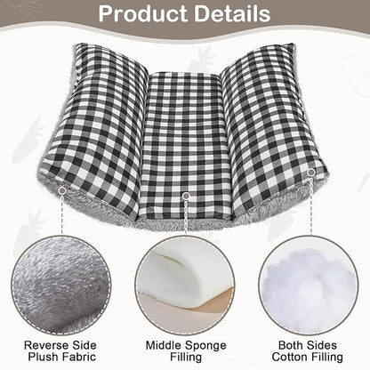 Rabbit Bed 15"X14"Thickened and Soft Bunny Bed Washable Cuddle Cushion Plush Mat Double-Sided Plush Small Pet Flop Mat Cotton Pillow for Rabbit